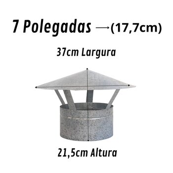 Chapéu Chinês P/ Duto 7 Polegadas, Galvanizado, Forno Iglu