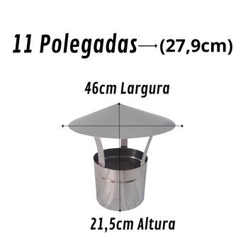 Chapéu Chinês 11 Polegadas Inox 430 Para Chaminé Forno iglu