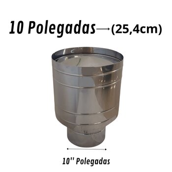 Chapéu Canhão De Inox 304 Escovado Sputnik Duto 10 Polegadas