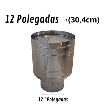 Chapéu Canhão De Inox 304 Escovado Sputnik Duto 12 Polegadas