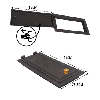 Porta para Fogão de Ferro Fundido 52x23cm Forno Campeiro