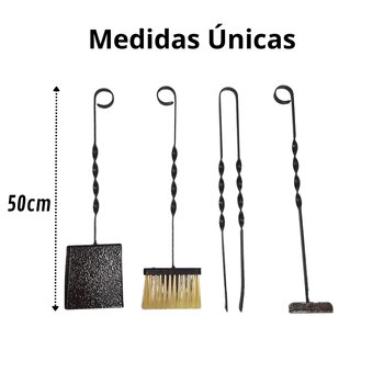 Kit Limpeza Lareira Acessórios Ouro Envelhecido Chaminé