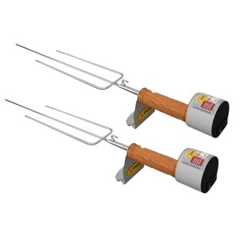 Kit 2 Espetos Portátil Giratório Elétrico Aço 62cm Churrasco