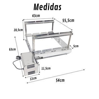 Churrasqueira Giratória Inox 3 Espetos Lado Direito Longo