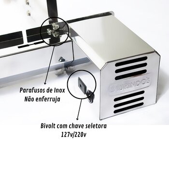 Churrasqueira Giratória Inox 4 Espetos Lado Direito Curto