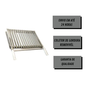 Grelha Argentina Inox 51x46 C Aba Churrasco Parrilla GAL520