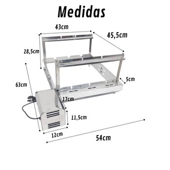 Churrasqueira Giratória Inox 3 Espetos Lado Direito Curto