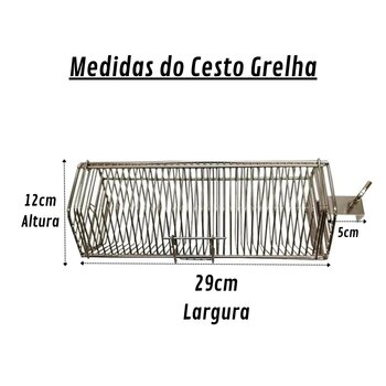 Grelha Cesto Rotativo Churrasco Carnes Legumes Vegetais