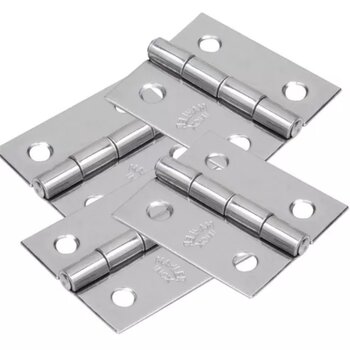 3 Dobradiça Inox AISI 304 Com Pino Fixo Reforçada 38x34mm