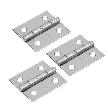 3 Dobradiça Inox AISI 304 Com Pino Fixo Reforçada 38x34mm