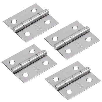 4 Dobradiça Inox AISI 304 Com Pino Fixo Reforçada 38x34mm