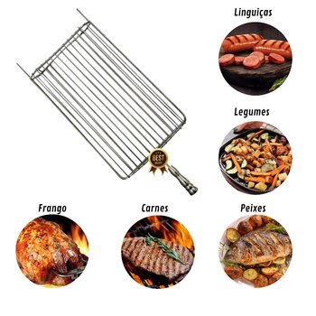 Grelha Dupla Peixe Churrasco Churrasqueira Inox 304 25x50cm