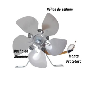 Motor Eletrico Para Chamine 200mm 110v - Bucha De Inox