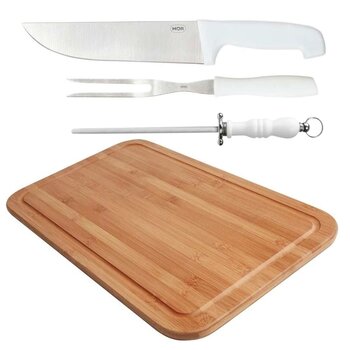 Kit Churrasco Conjunto Do Assador E Tabua De Carne 50x30 MOR