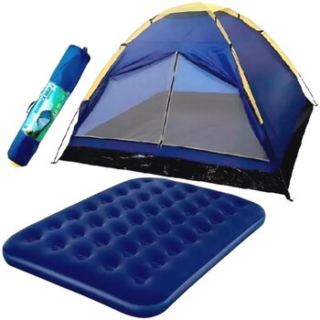 Kit Barraca Camping 3 Lugares C/ Colchão Casal Acampamento