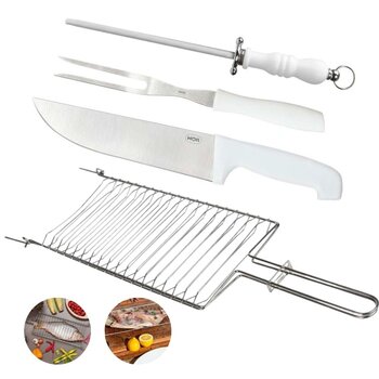 Kit Churrasco Conjunto Do Assador E Grelha Para Peixe Grande