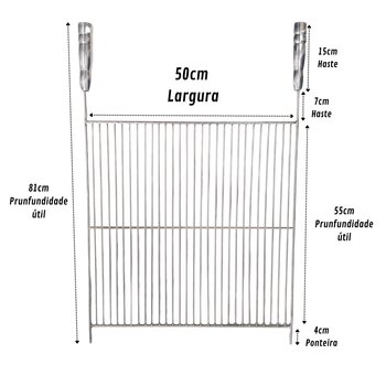 Grelha Aramada Churrasco 50x55 Inox 304 Estilo Uruguaia