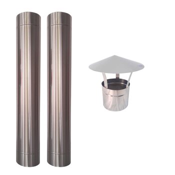 Kit 2m Dutos Chapéu Chinês Curva 45 Inox 304 - Chaminé