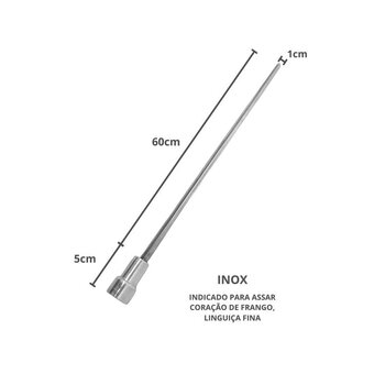 Kit Grelha Inox 70x60cm + 4 Espetos Espada E Duplo Churrasco