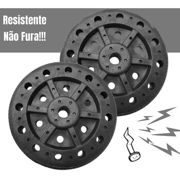 Kit 2 Rodas Carrinho Mercado Eixo 3/4 Maciça 100kg Não Fura