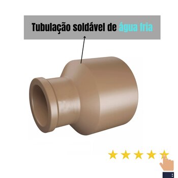 Kit com 5 Buchas Redução Soldável Longa 50x25 Marrom Pvc