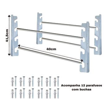 Suporte De Inox Churrasqueira 40cm Duplo - Grelhas E Espetos