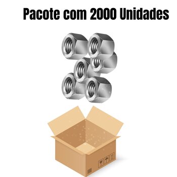 Porca Sextavada 3/16 Chave 5/16 Zincada 2000 Peças