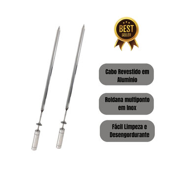 2x Espeto Espada Giratório 50cm De Inox Churrasqueira Grill