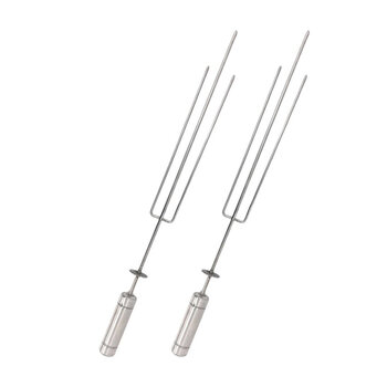 2x Espeto Triplo Giratório 60cm Inox Tridente Churrasqueira