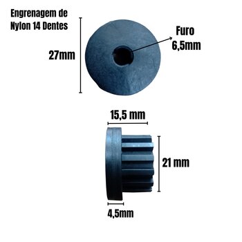 Kit 2 Engrenagem De Nylon 14 Dentes Motor Churrasqueira Giratório