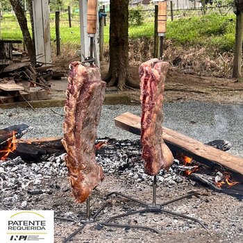 Espeto Para Costelão Fogo De Chão Giratório Churrasqueira