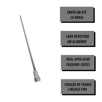 Espeto Mini Inox Lâmina 60cm P/ Churrasco Coração Laurindos