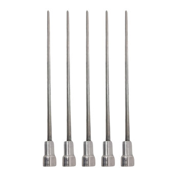 5x Espeto Mini Inox Lâmina 40cm Churrasco Coração