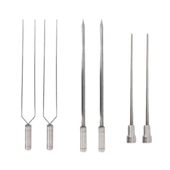 6x Espetos Churrasco Inox Espada/Coração/Duplo Lâmina 60cm