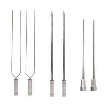 6x Espetos Churrasco Inox Espada/Coração/Duplo Lâmina 70cm