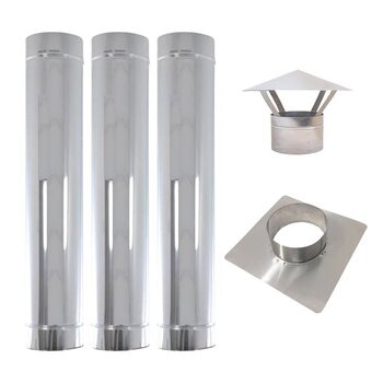 Kit 3m Duto 6 Polegadas Inox 430, Chapéu Chines Adaptador