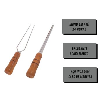 Espeto Espada 40cm De Inox Com Cabo Madeira - Churrasco