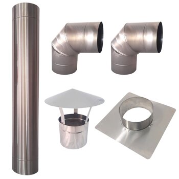 Kit Chaminé Duto 5 Inox Curva 90 Adaptador Inox 304