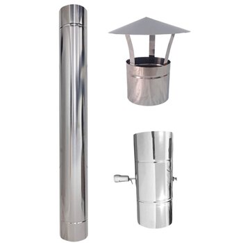 Kit Chaminé Duto 5 Inox Registro Damper Chapéu Chinês