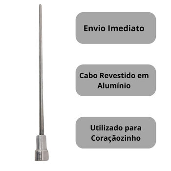 5x Espeto Mini Inox Lâmina 40cm Churrasco Coração Laurindos