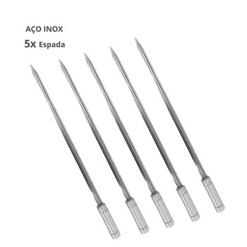 5x Espeto Espada Inox 40cm Cabo Revestido Alumínio Churrasco