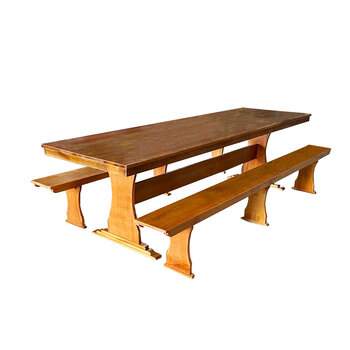 Mesa Rustica Madeira Eucalipto + 2 Bancos com 2,5 Metros