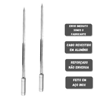 2x Espeto Espada Inox 50cm Cabo Revestido Alumínio Churrasco