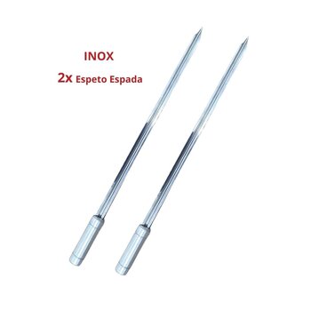 2x Espeto Espada Inox 50cm Cabo Revestido Alumínio Churrasco