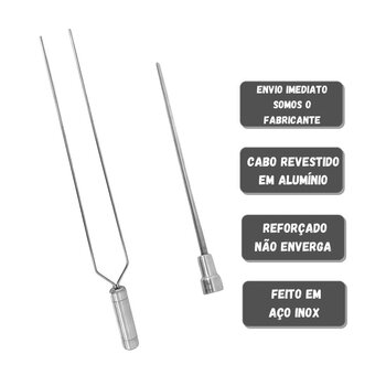 Espetos De Inox Lâmina 50cm Para Churrasco Duplo e Coração