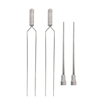 4x Espetos De Inox Lâmina 40cm Duplo/Coração Para Churrasco