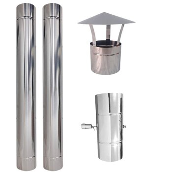 Kit Chaminé Duto 5 Inox 304 Registro Damper Chapéu Chinês