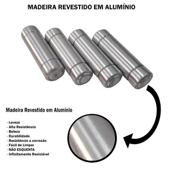 Cabo Madeira Revestido Alumínio Espeto Grelha 5 Un Furo 11mm