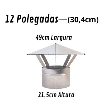 Chapéu Chinês Inox 304 12 Polegadas, Para Chaminé Forno iglu